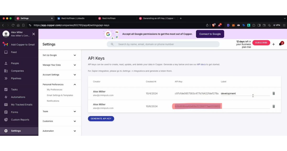 Find API Keys