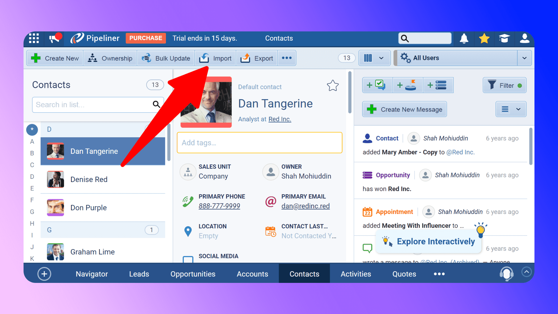 How to Import Contacts into Pipeliner