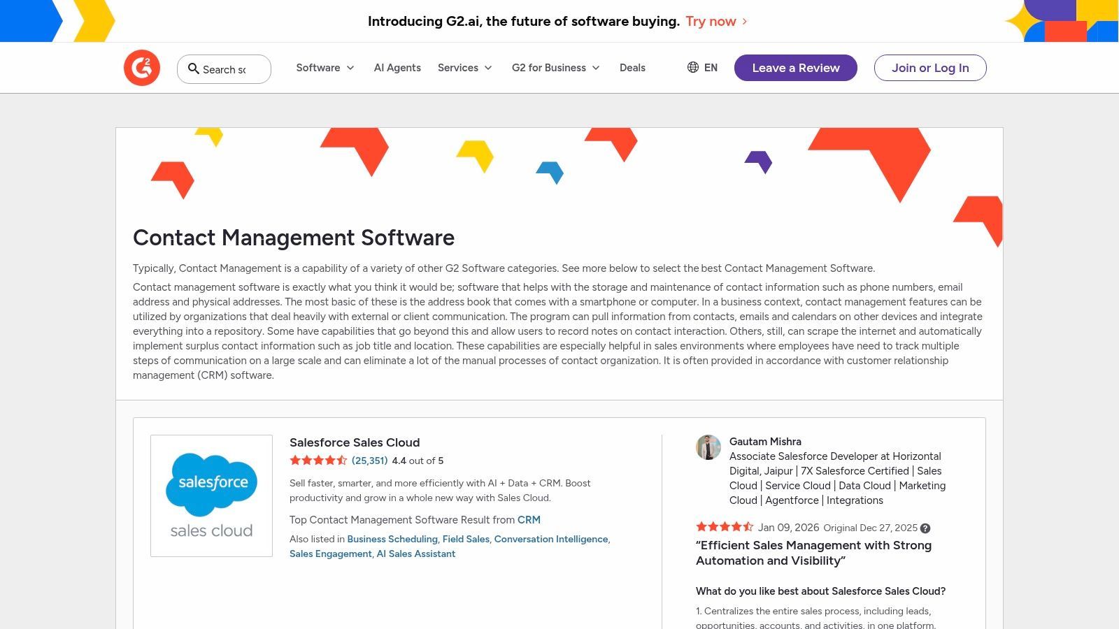 G2 – Contact Management Software category
