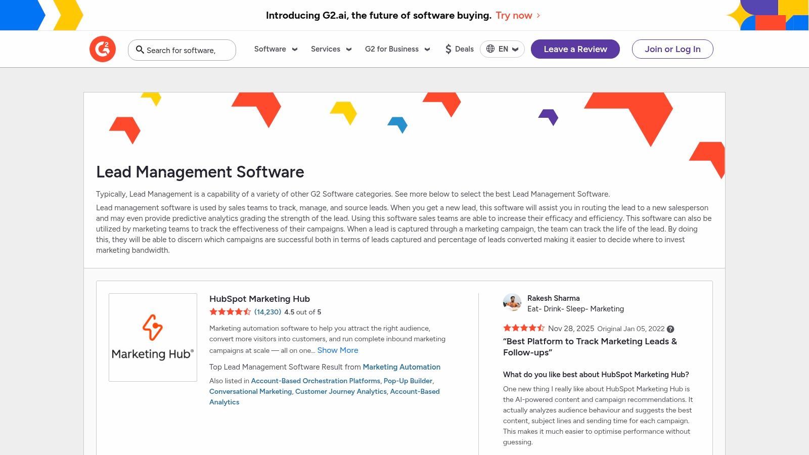 G2 (Lead Management Software category)