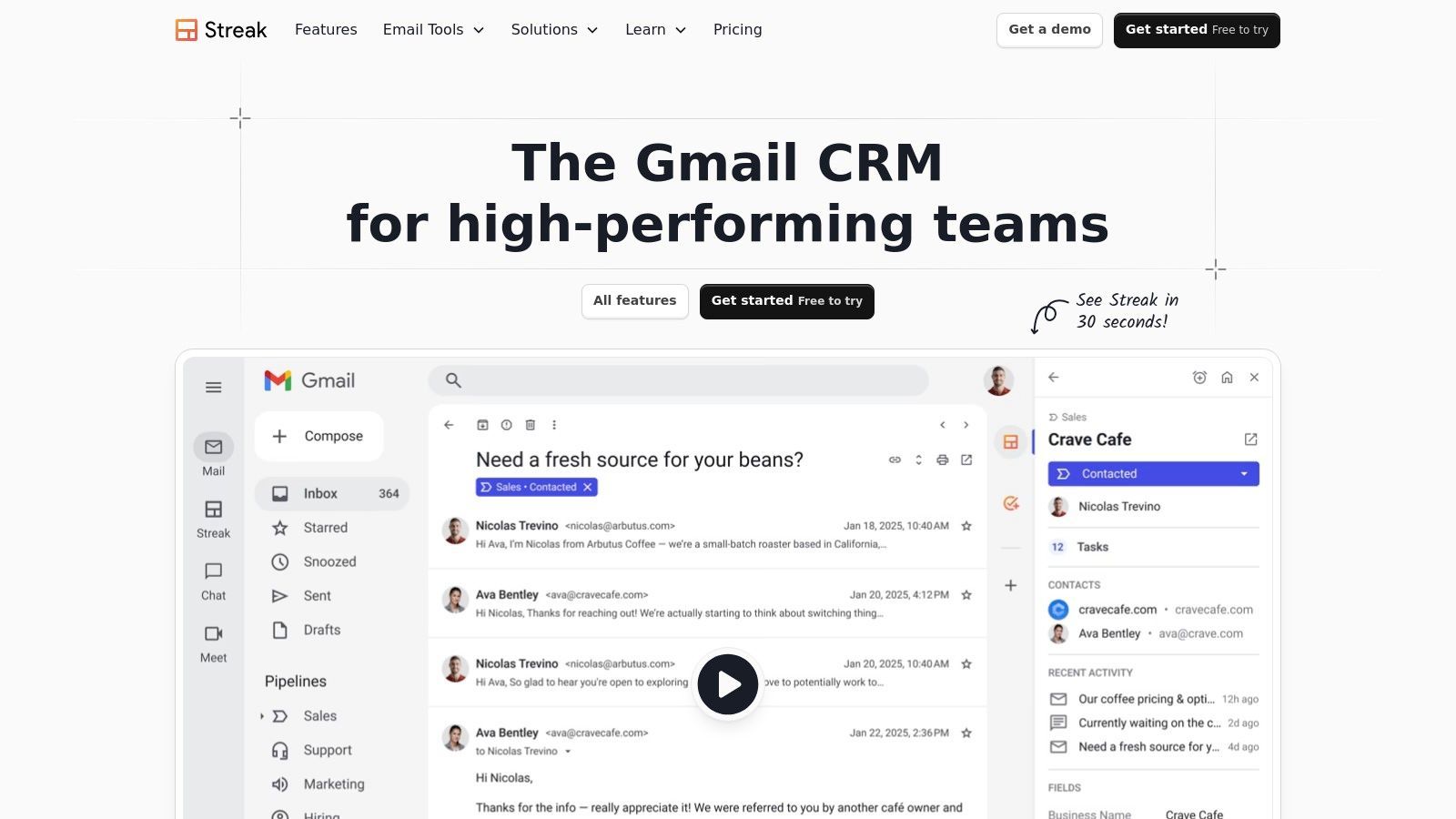 Streak CRM for Gmail