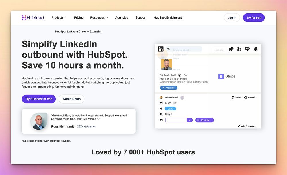 Hublead — HubSpot LinkedIn Chrome extension