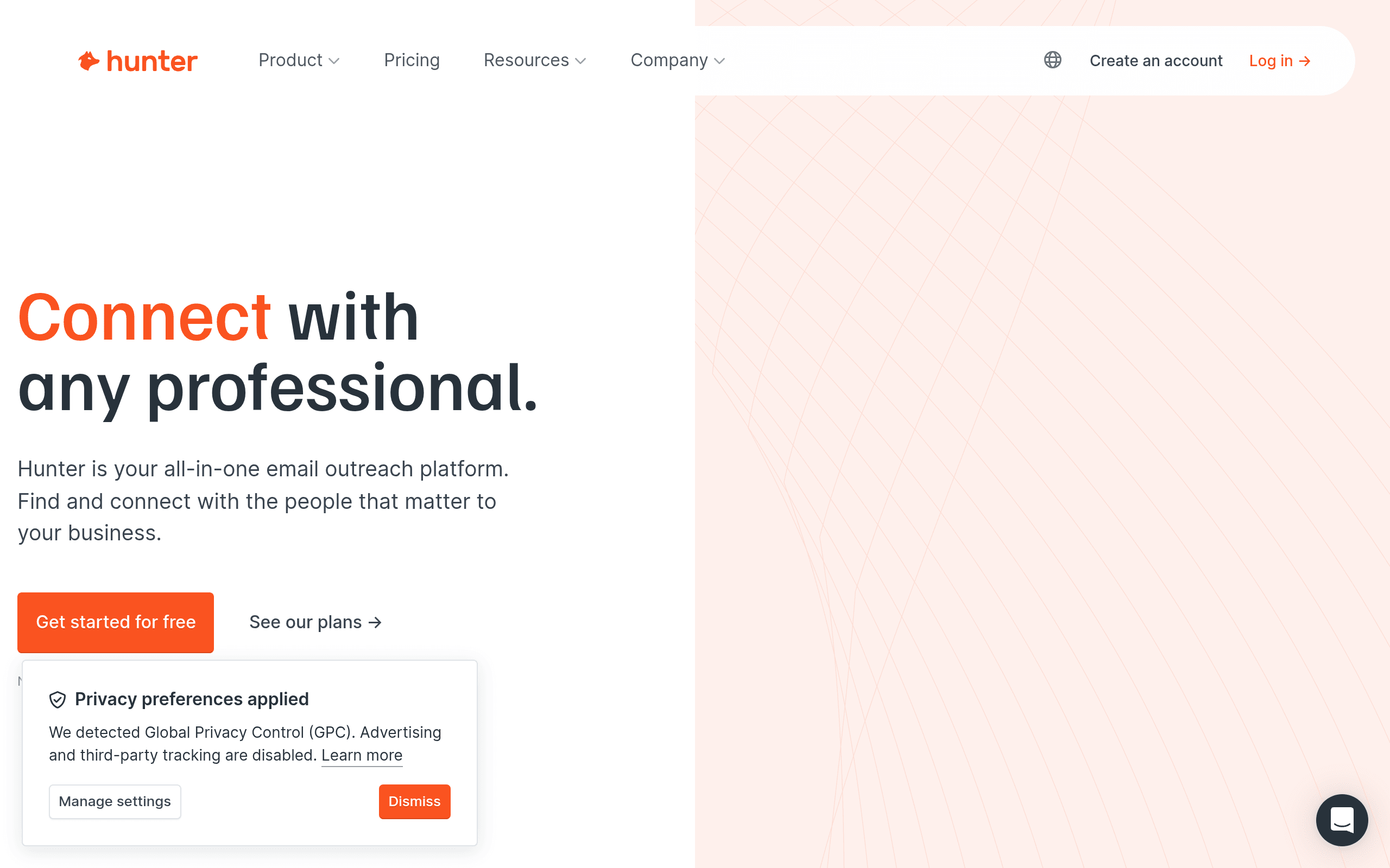 Hunter — connect with any professional