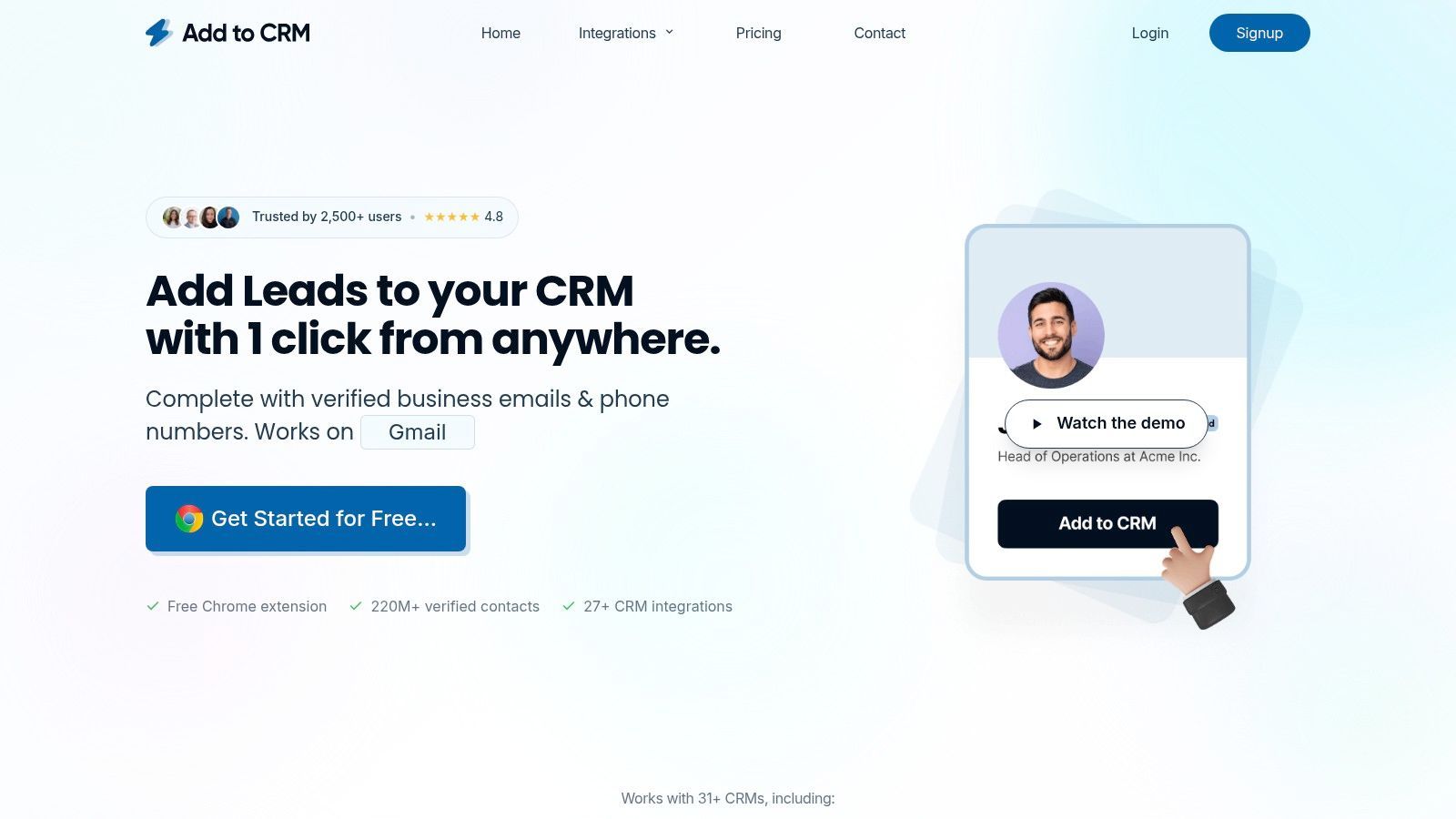 Add to CRM Screenshot