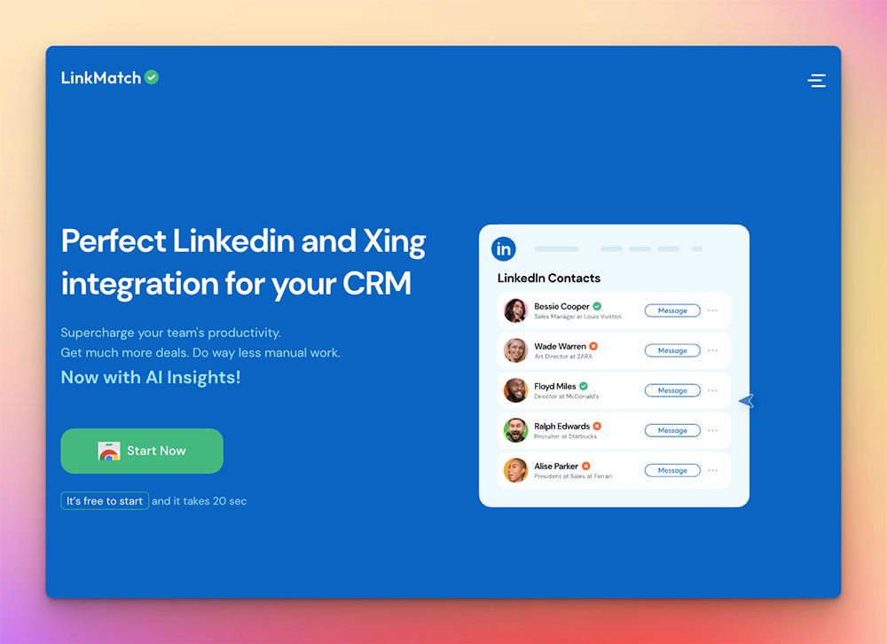 LinkMatch — sync professional profiles to your CRM