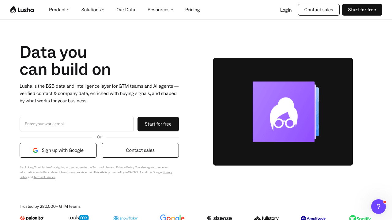 Lusha homepage