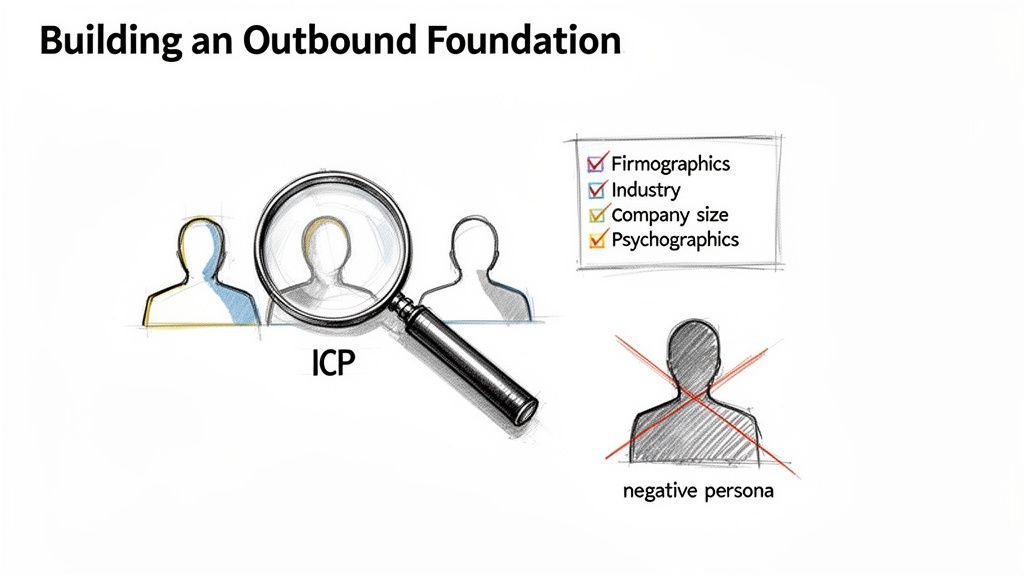 Identifying an Ideal Customer Profile (ICP) using firmographics and psychographics, and a negative persona.