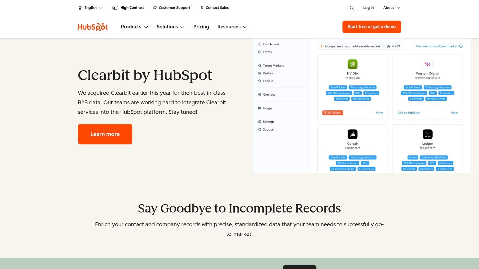HubSpot - Breeze Intelligence (Clearbit by HubSpot)