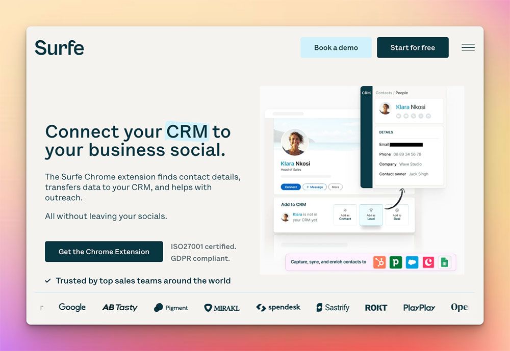 Surfe — connect your CRM to your business social